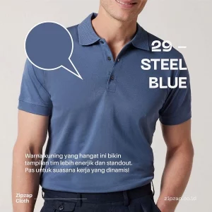 Warna Steel Blue Polo Shirt Custom